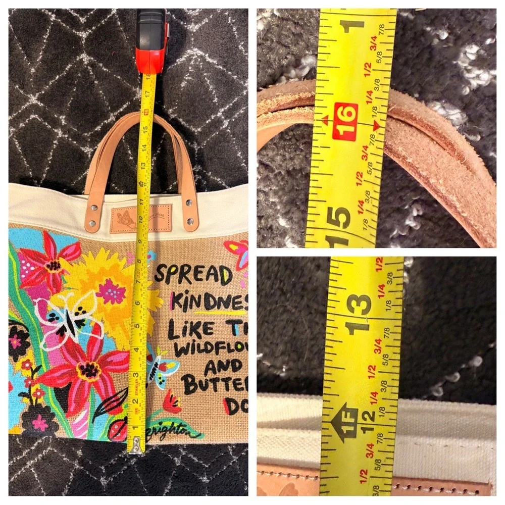 New! BRIGHTON Artful Heart Totes BE KIND BURLAP BAG